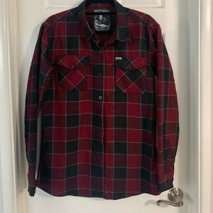 Dixxon Womans Red and Black Plaid Shirt